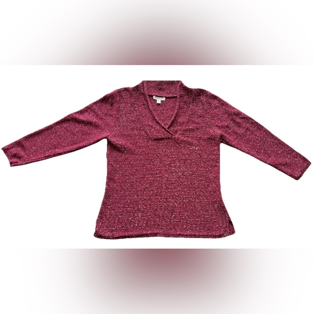 Coldwater Creek Women's V-Neck Sweater in Deep Burgundy